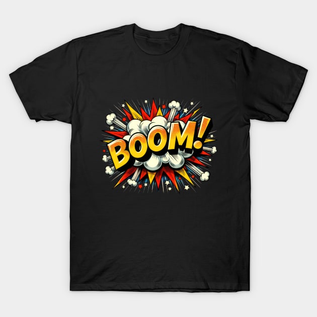 Vintage 'BOOM!': Echoes of Comic Book Era T-Shirt by TooplesArt